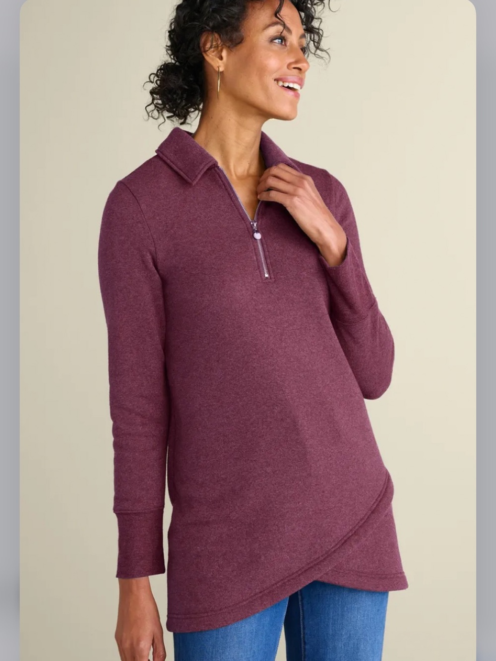 Soft Surroundings Calla Half-Zip Plum pullover sweater Medium $60